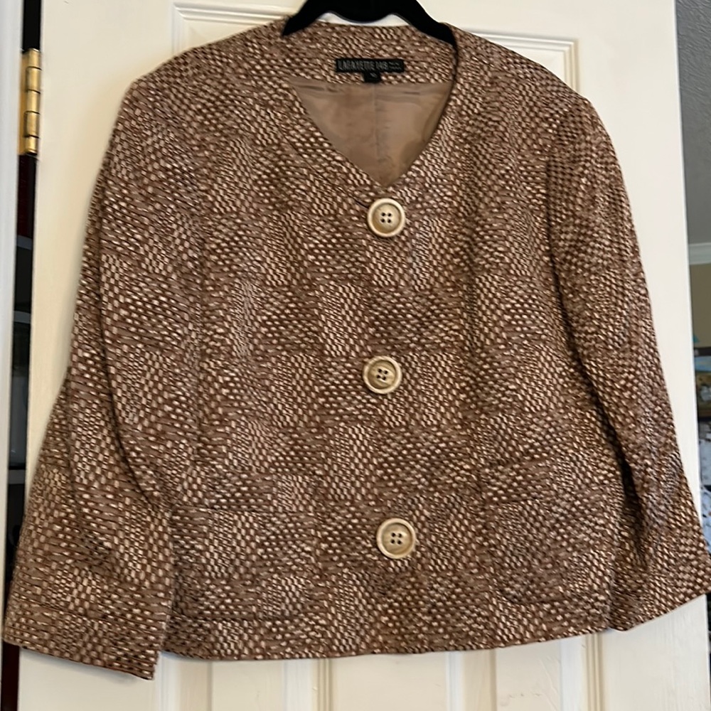 Lafayette 148 New York Brown Textured Blazer